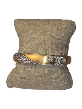 Brighton Meridian Wave? Swarovski Crystal Hinged Mixed Metals Bangle Bracelet